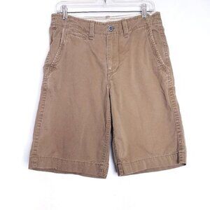 American Eagle Tan Khaki Flat Front Cotton Casual Shorts Men's Size 28